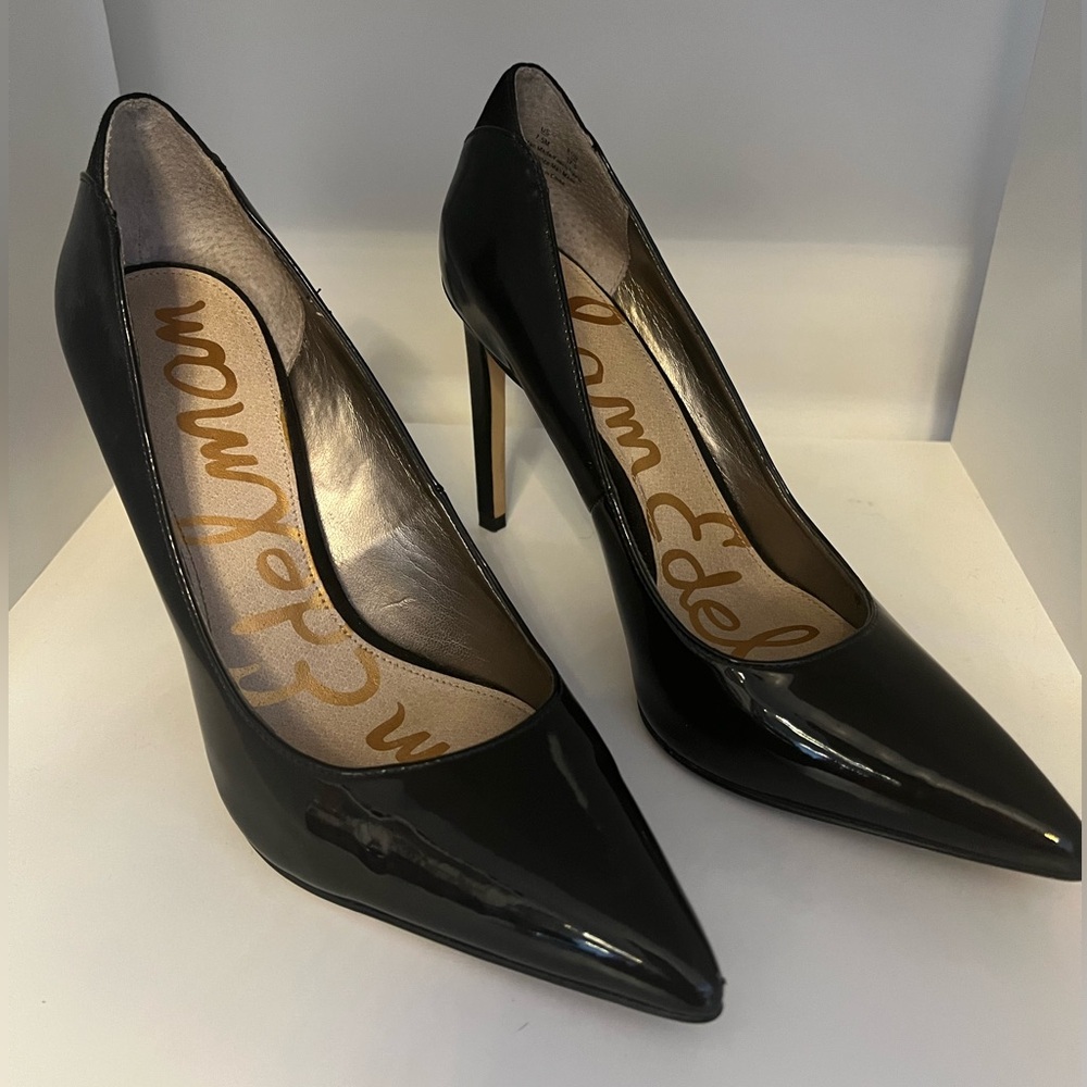 Sam Edelman Black Patent Leather Pointed Toe Pump